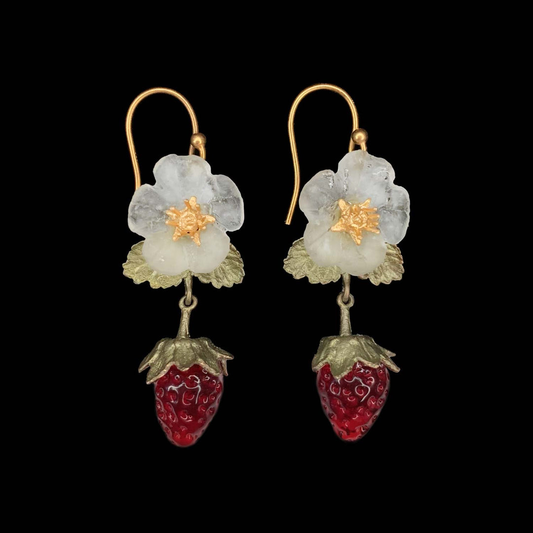 Strawberry Earrings - Flower Wire Drop