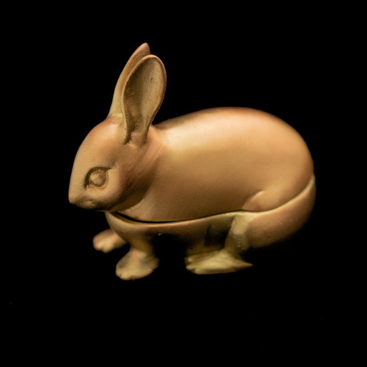 Cast rabbit box on a black background