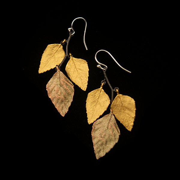 Autumn Birch Earrings - 3 Leaf Wire