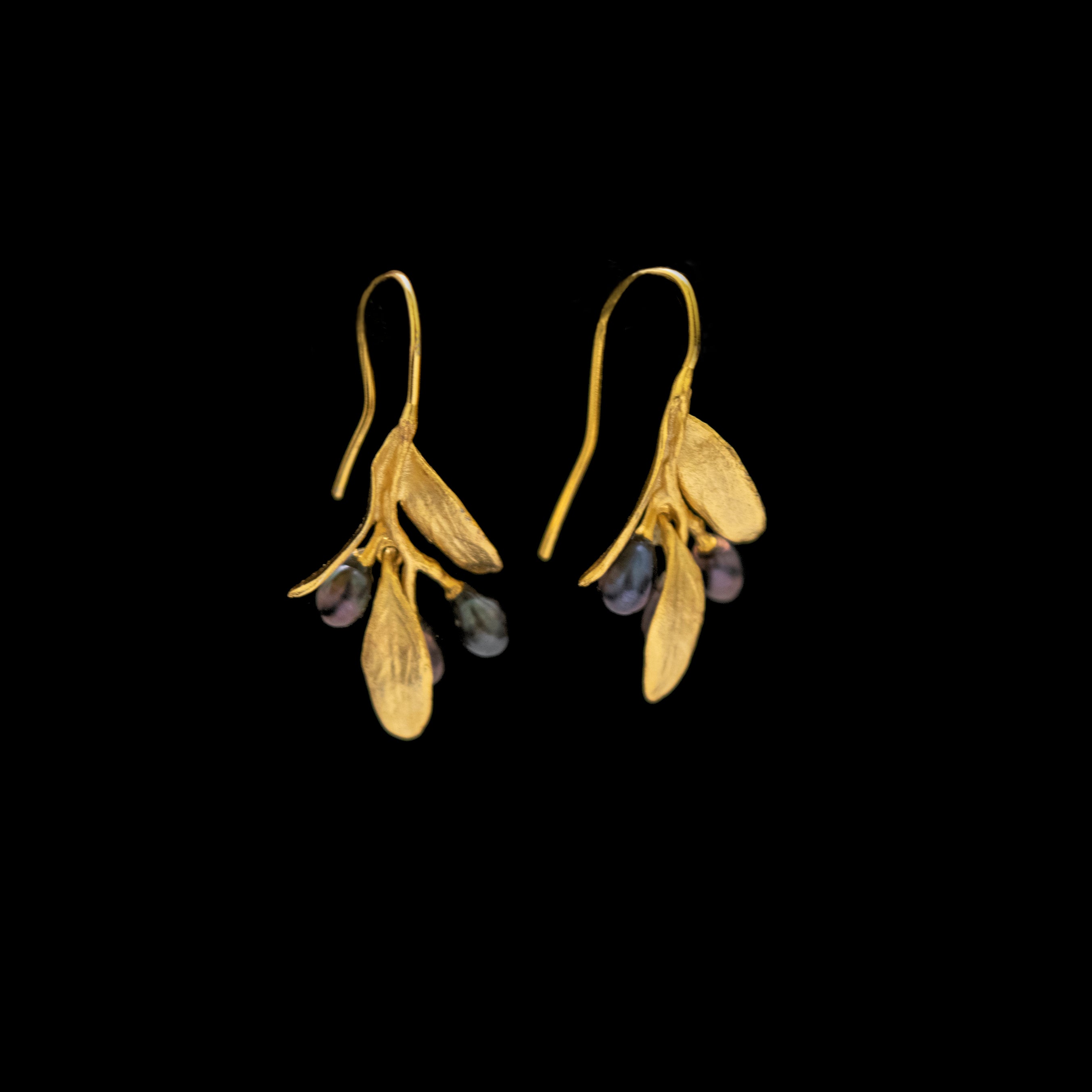 Fine Olive Wire Gold Earrings