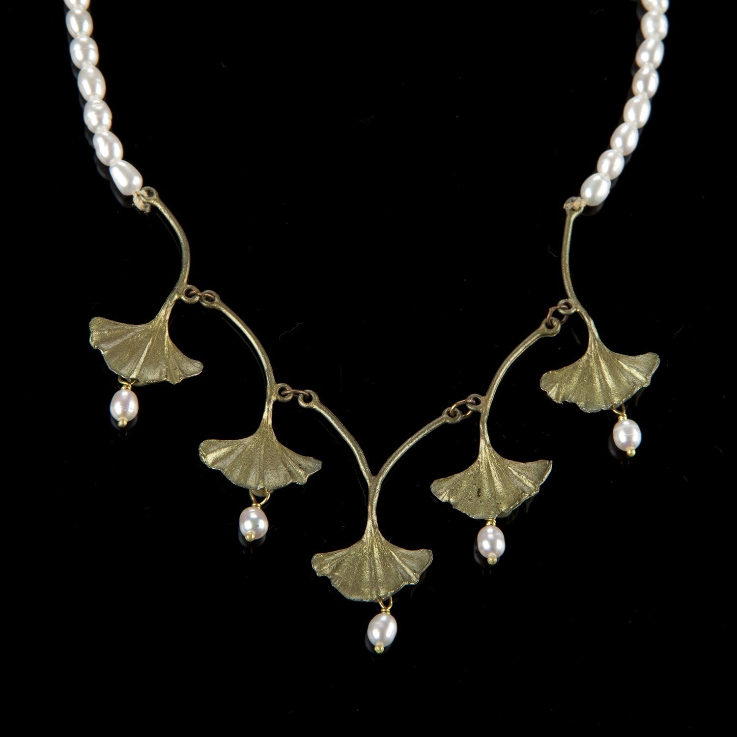 Ginkgo Necklace - Pearl Drops