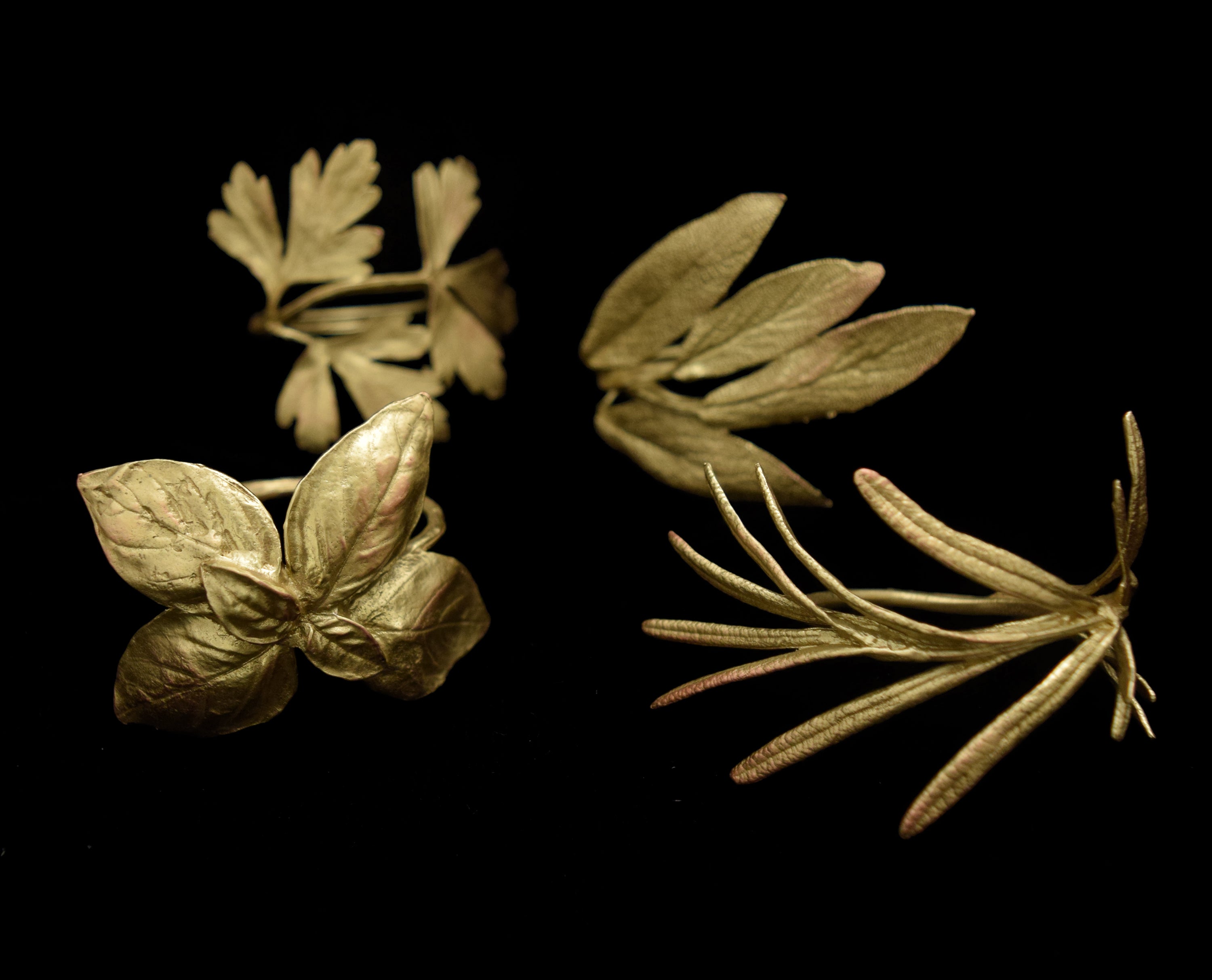 Italian Herbs Bronze Assortment for Four Napkin Rings