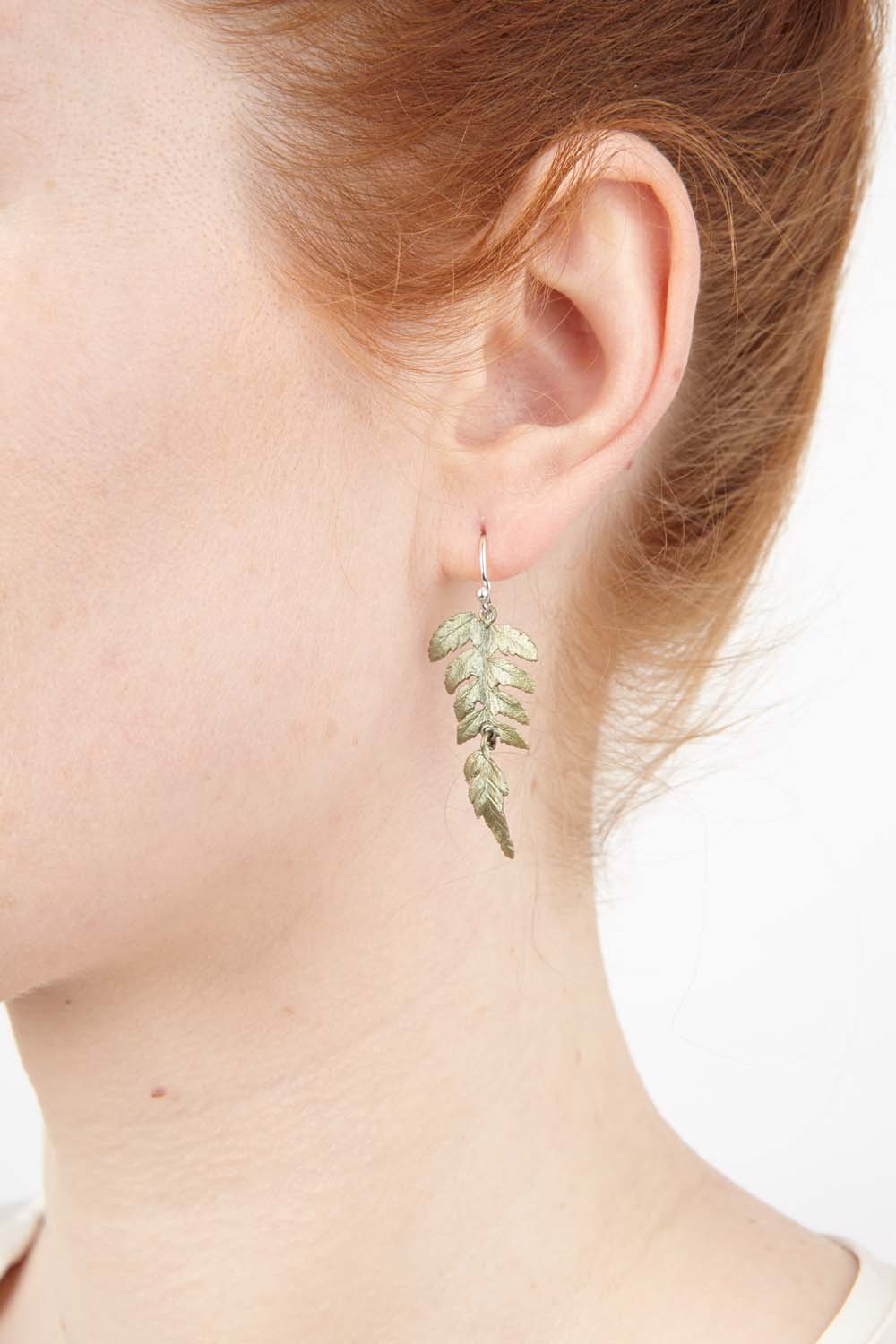 Fern Earrings - Large Single Leaf Wire