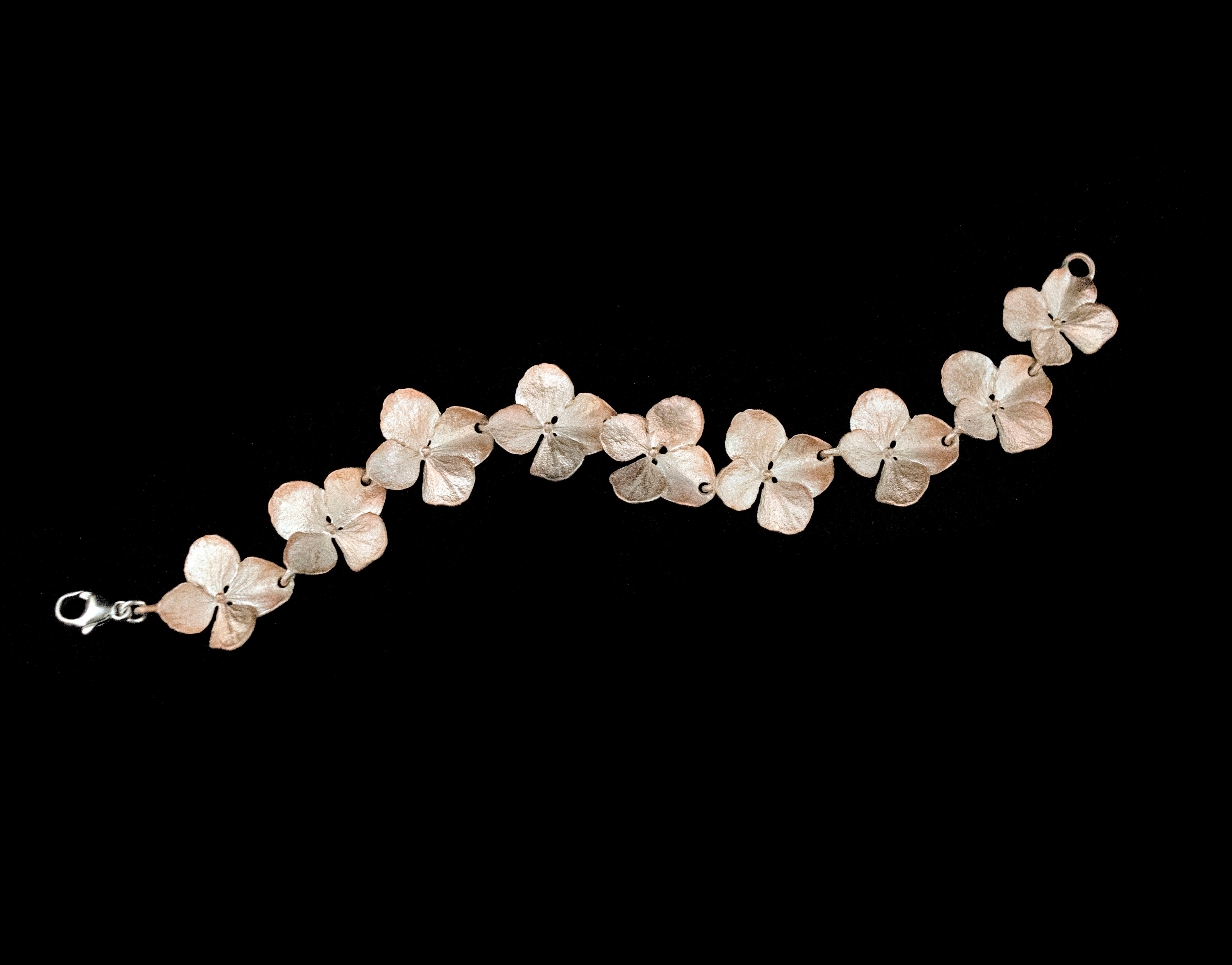 Fine Hydrangea Silver Flower Bracelet