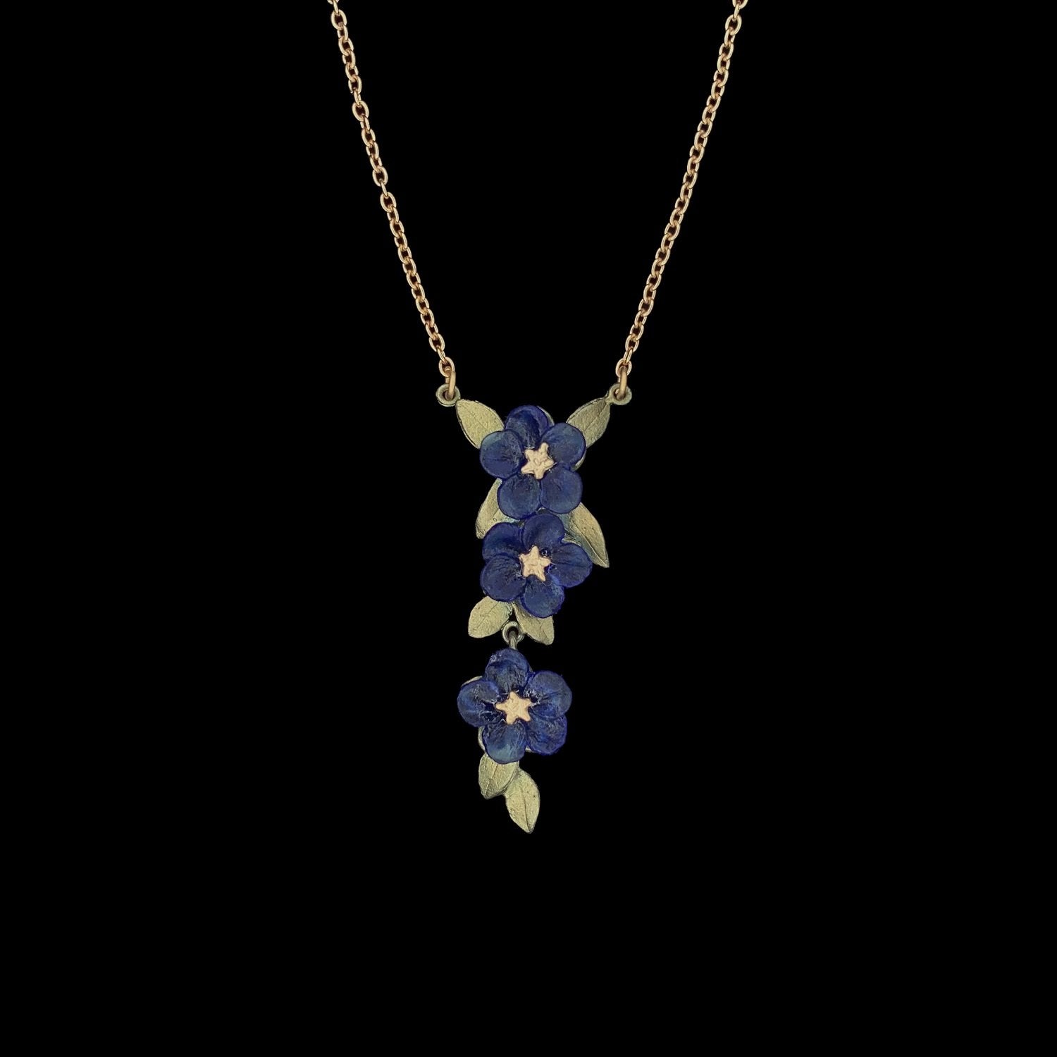 Blue Violet Pendant - Triple Flower