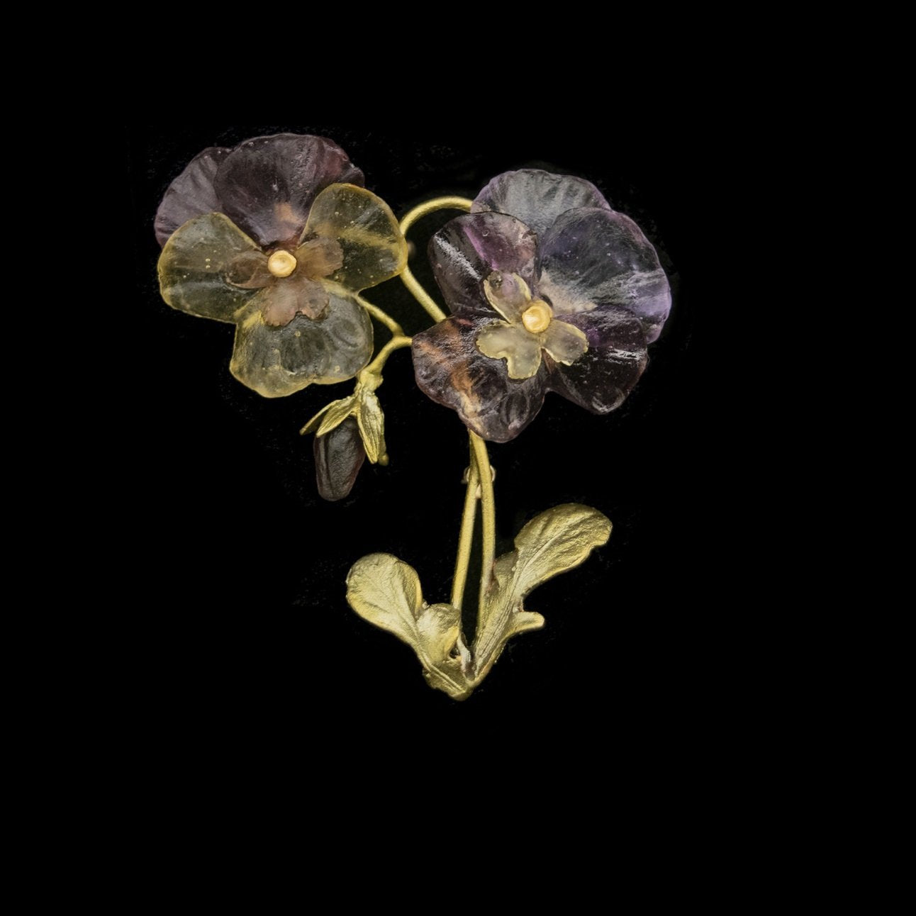 Pansies Brooch - Two Flowers