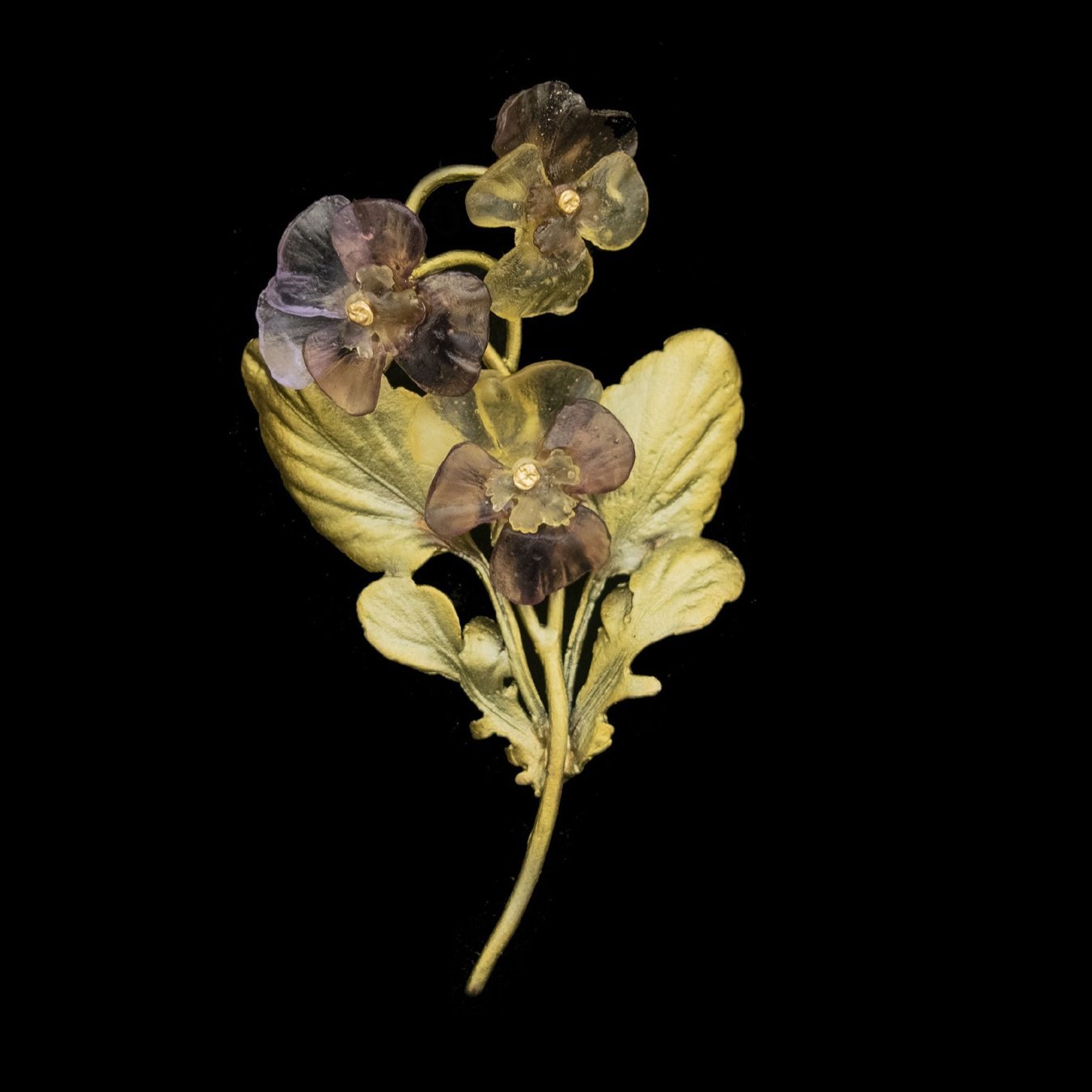 Pansies Brooch - Three Flowers