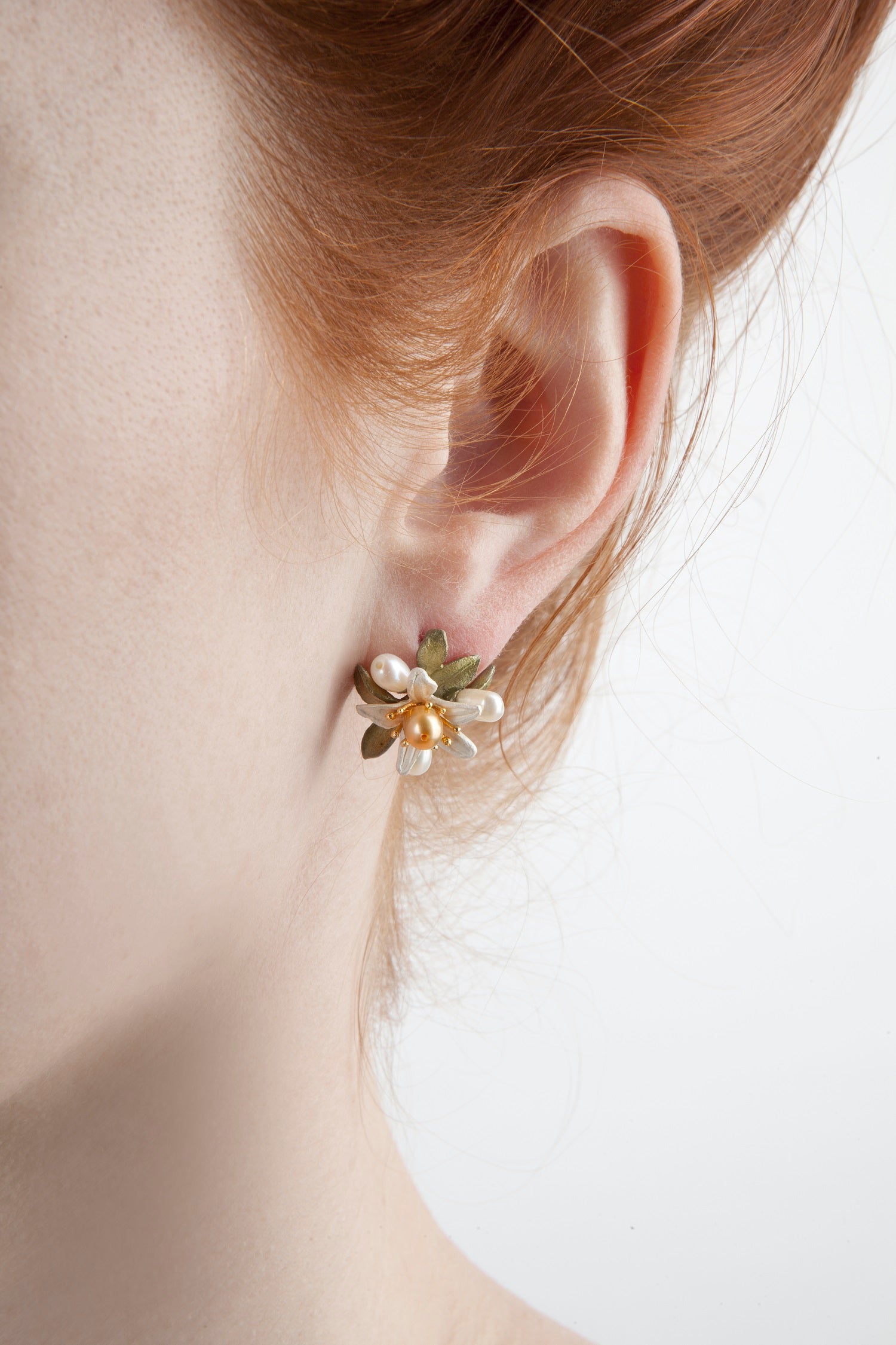 Orange Blossom Earrings - Flower Button