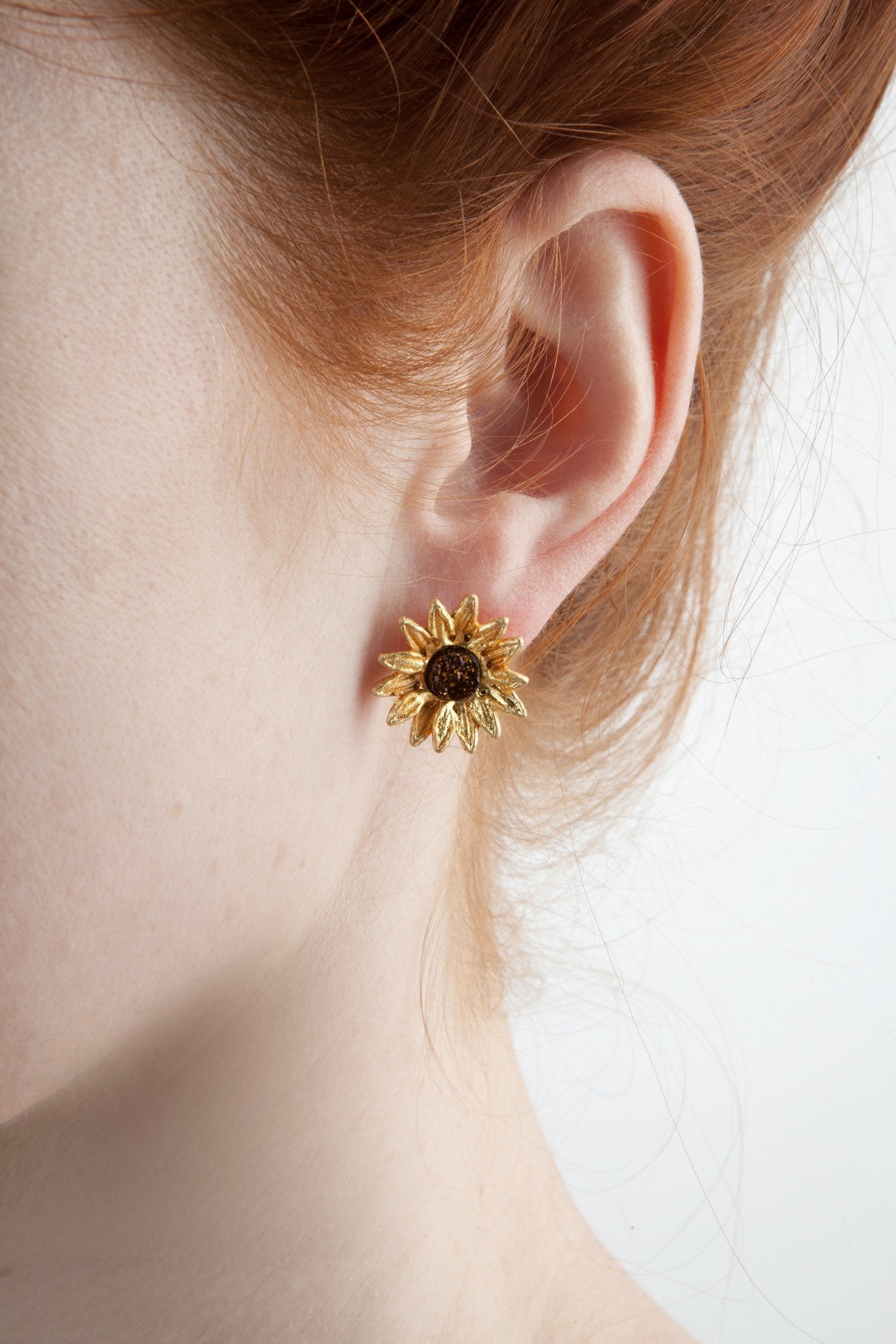 Fine Sunflower Earrings - Petite Post