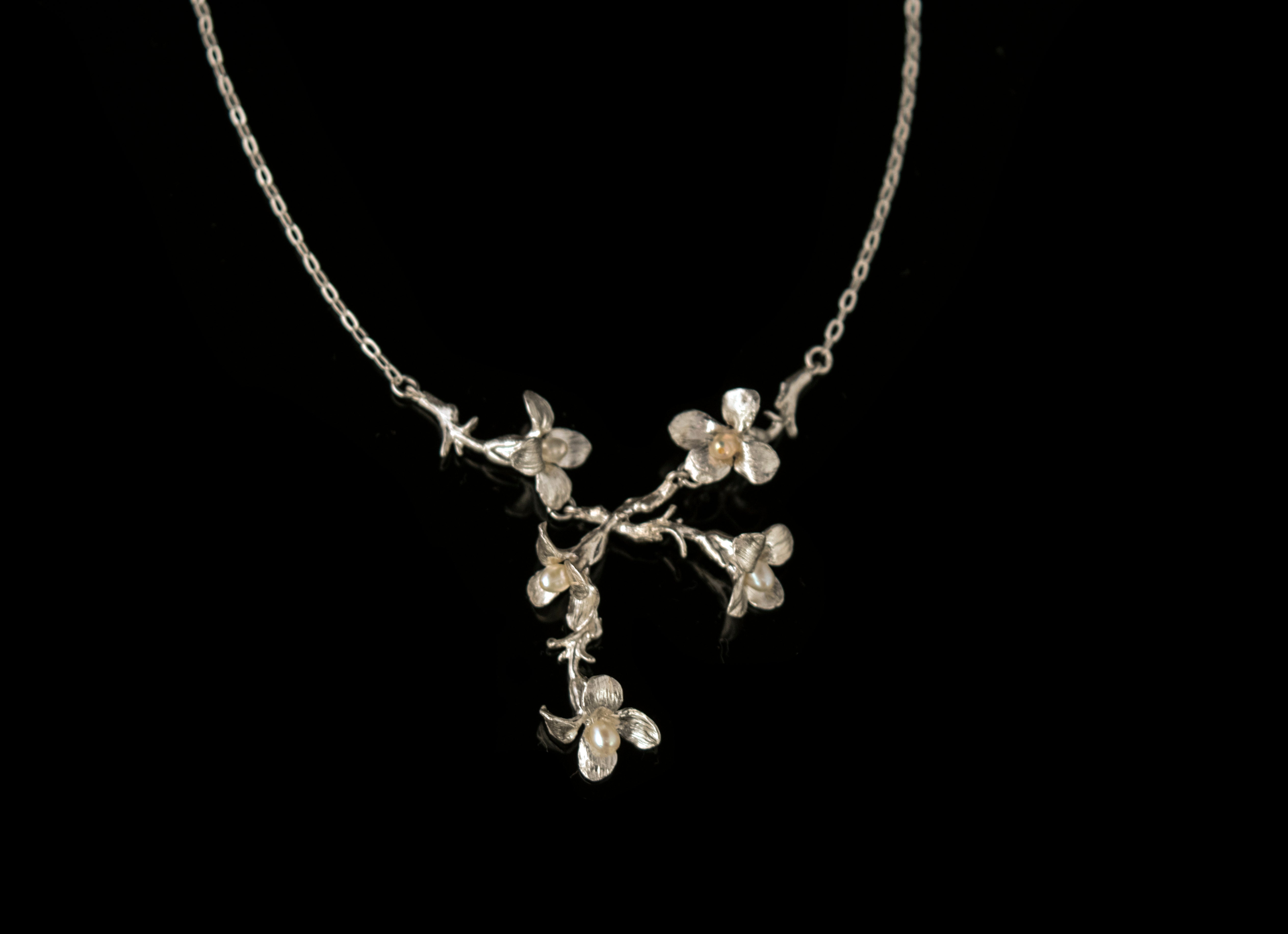 Fine Wildflower Silver Drop Statement Necklace