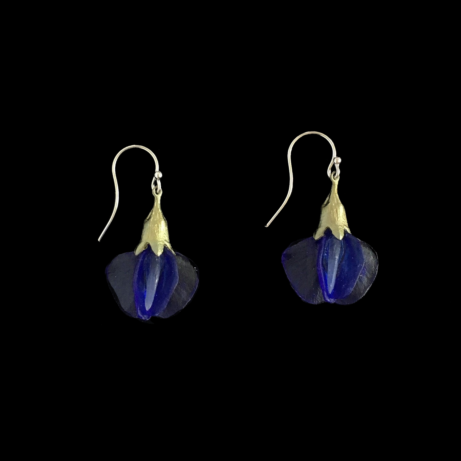 False Indigo Earring - Glass Blossom Wire